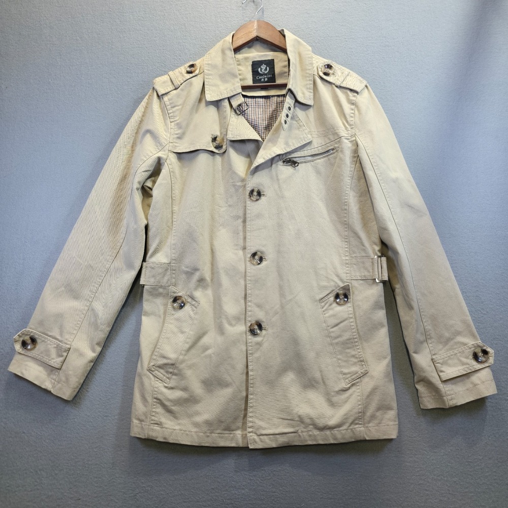 Coolwins Men's Beige Long Sleeve Jacket/Coat Says 3XL‎ Actual Size Large